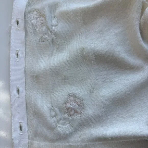 Blairmoor Original Womens Beaded Floral Cardigan Vintage Full Fashioned Cream  M - Picture 8 of 10